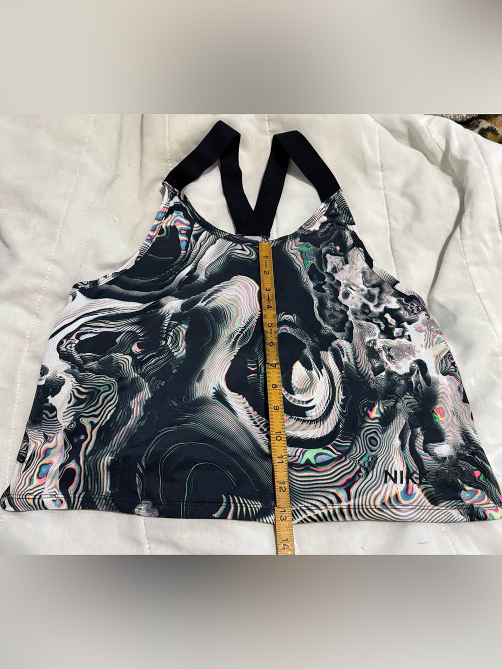 Nike Black Sports Bra with Multicolor Marble Swirl